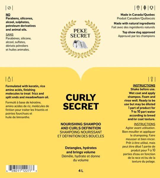 Peke Secret – CURLY Secret Shampoing définition des boucles – hydrate et donne du volume