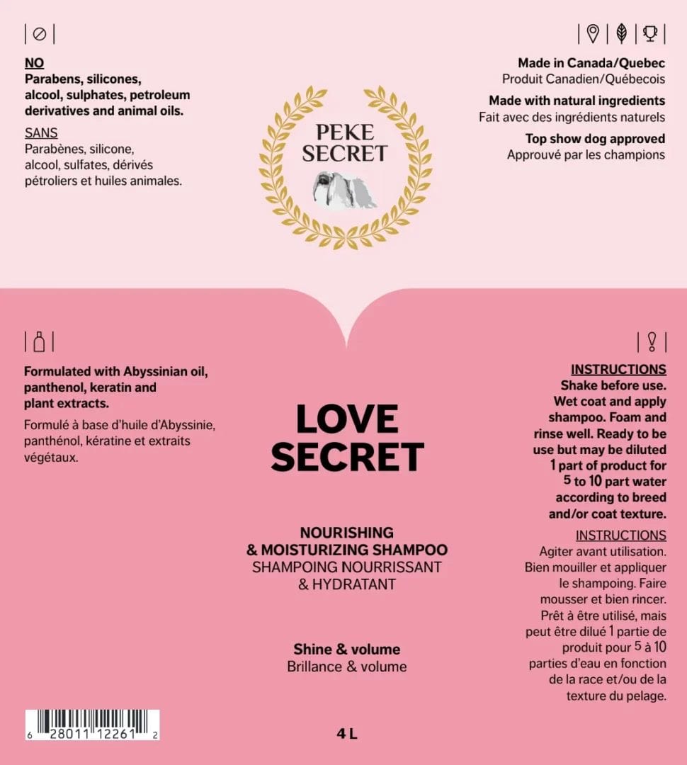 Peke Secret – LOVE Secret Shampoing nourrissant et hydratant – Brillance & volume
