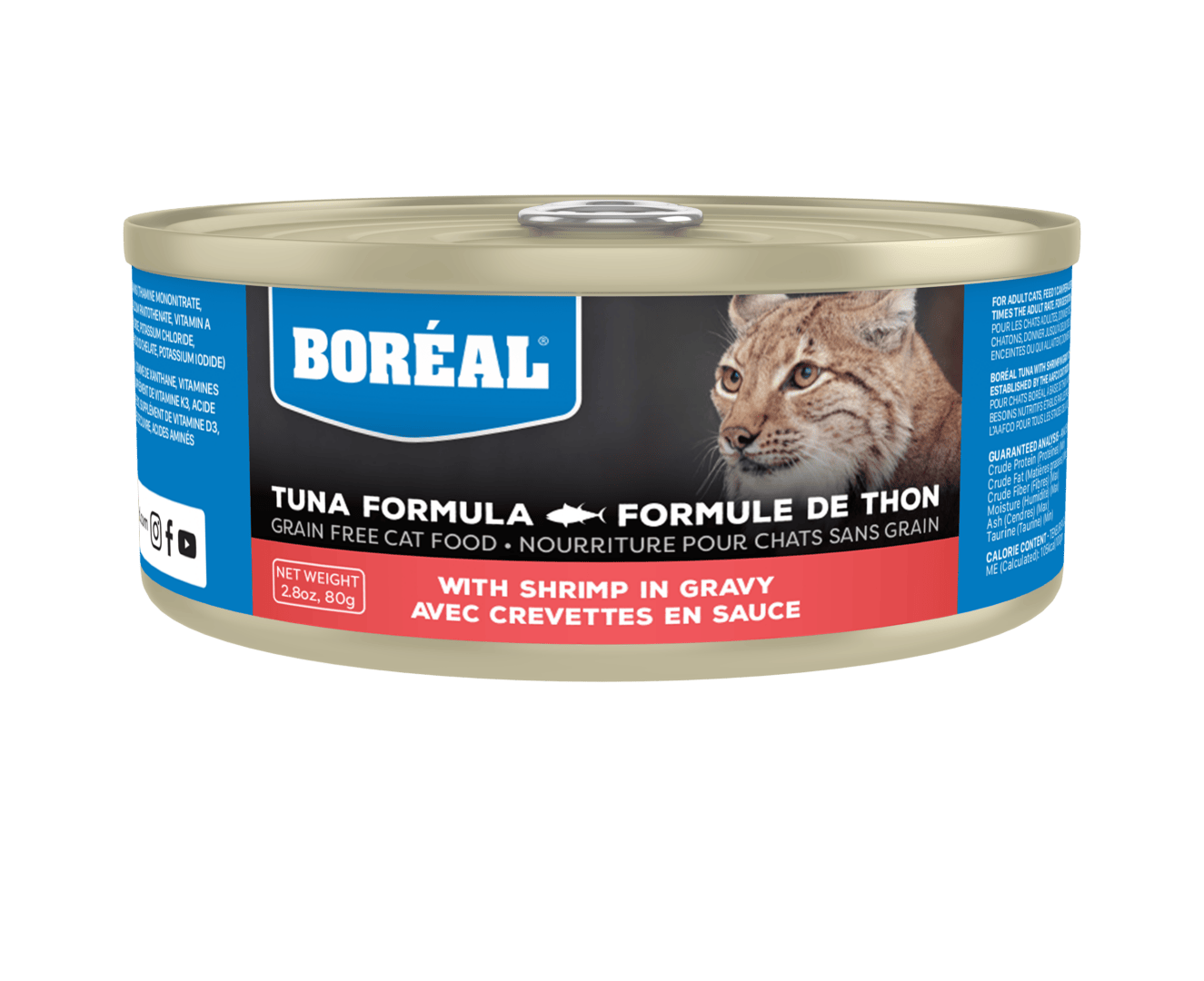 Boréal – Conserve – Sans Grains - Thon en sauce avec crevettes - 156g