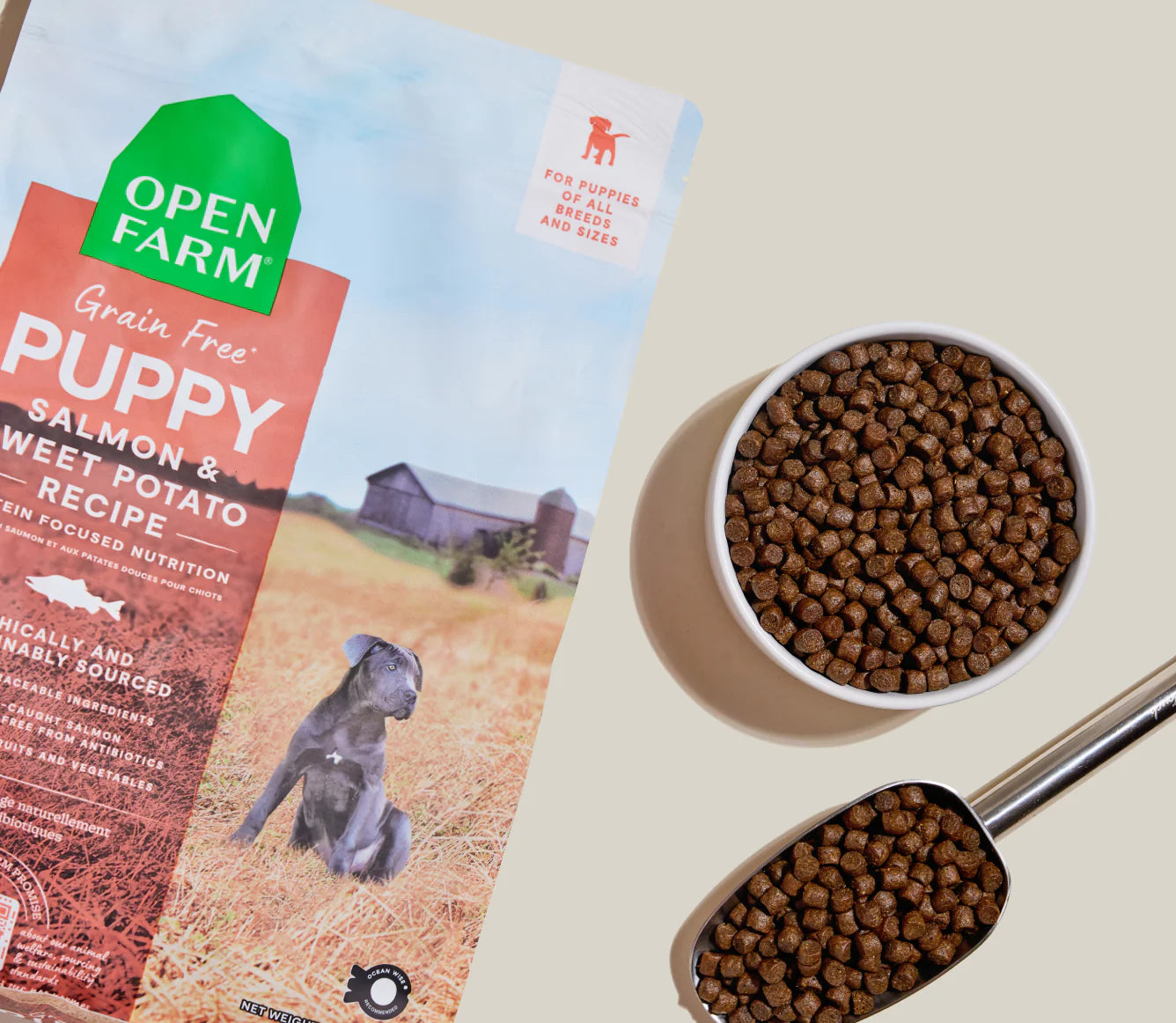 Open Farm – Recette au saumon et patate douce – Sans grains - Chiot