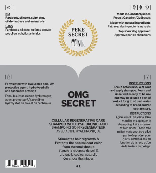 Peke Secret – OMG Secret Shampoing soin régénérateur – à base d’acide Hyaluronique
