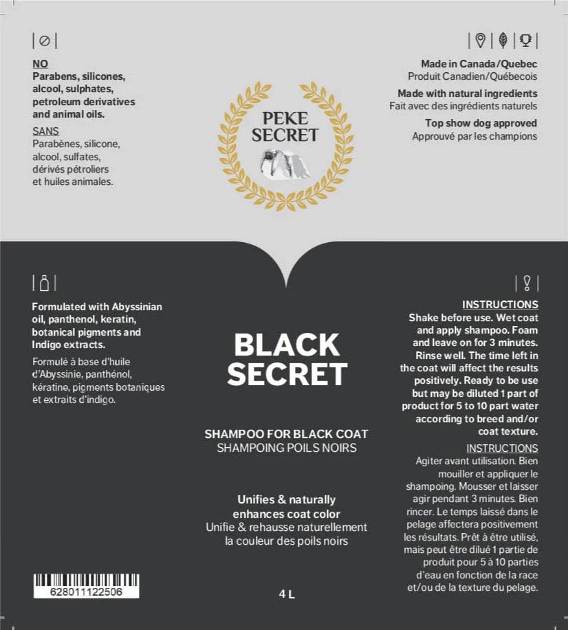 Peke Secret – BLACK Secret Shampoing poils noirs – unifie & rehausse la couleur