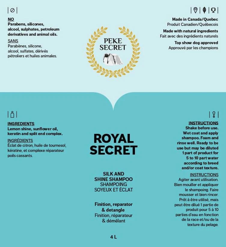 Peke Secret – ROYAL Secret Shampoing soyeux et éclat – finition, réparateur et démêlant