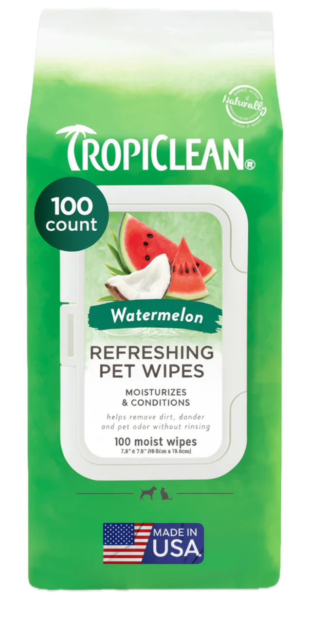 Tropiclean – Lingettes rafraîchissantes 2 en 1 à la pastèque