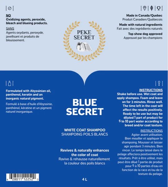 Peke Secret – BLUE Secret Shampoing pelage pâle – ravive et rehausse