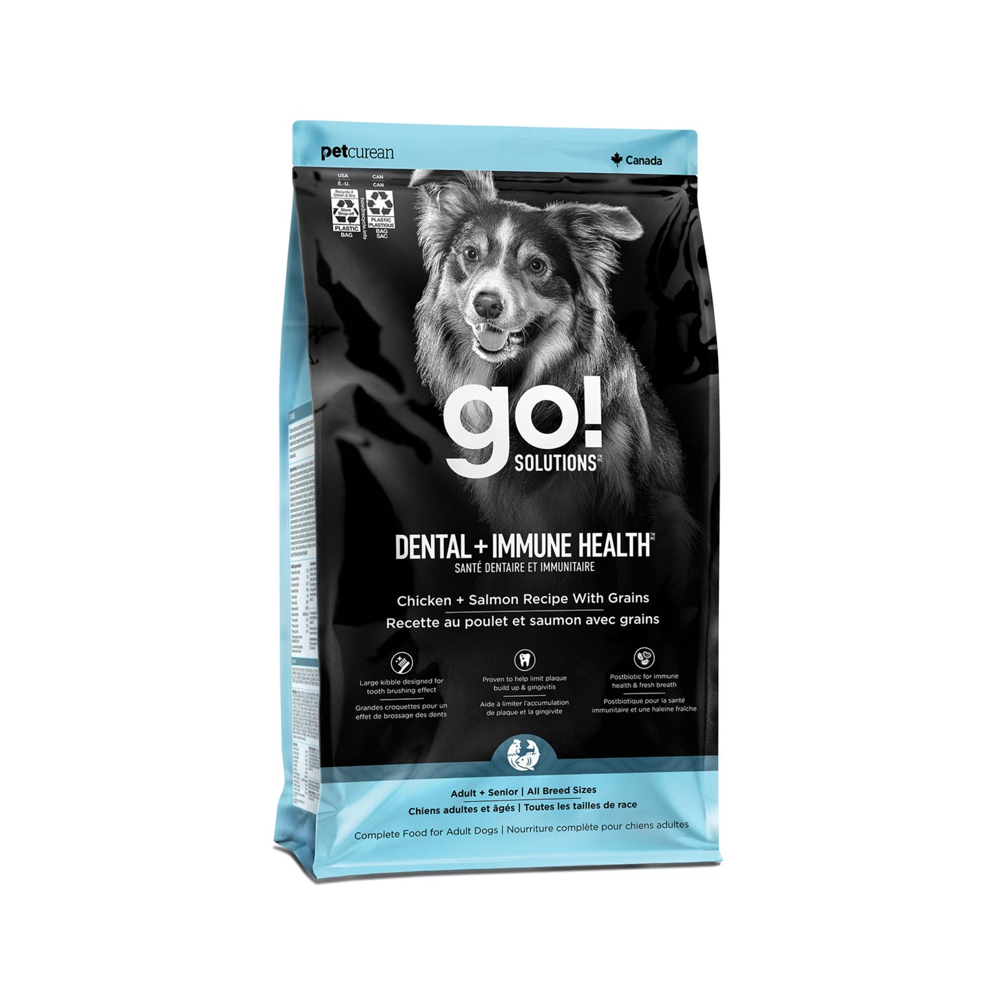 Petcurean – Go! Solutions - Santé dentaire et immunitaire – Adulte - Poulet & saumon avec grains