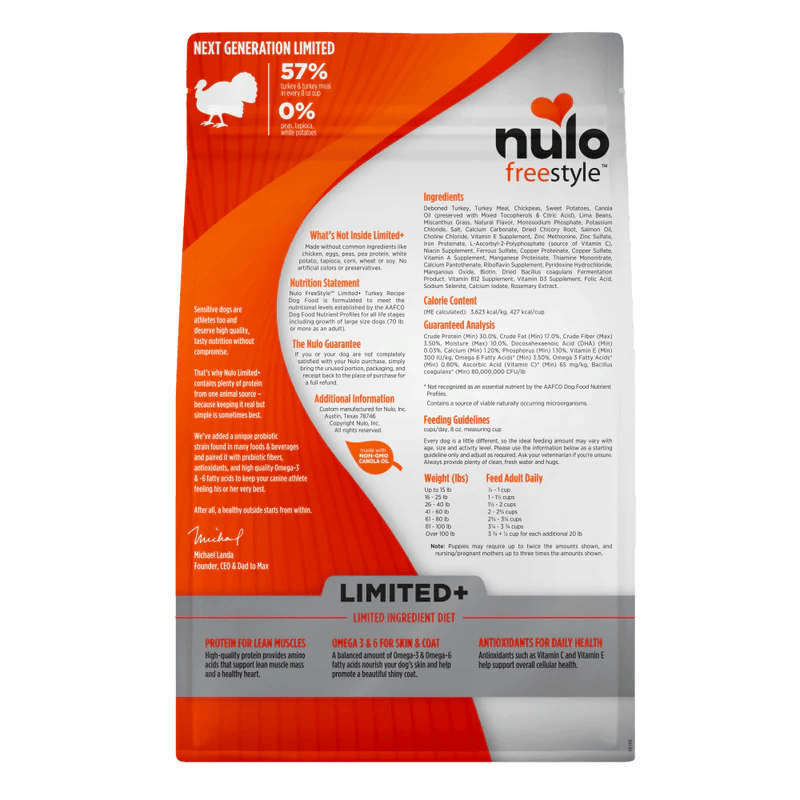 Nulo – Freestyle - Chiot et adulte limited+ sans grains - Dinde