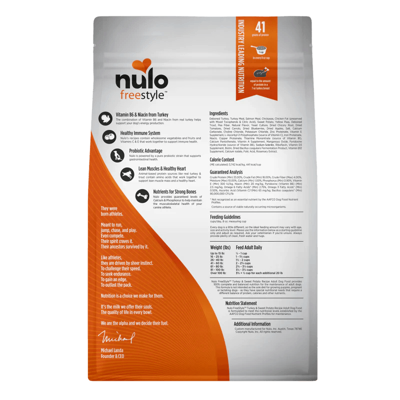 Nulo – Freestyle - Adulte sans grains - Dinde et patates douces