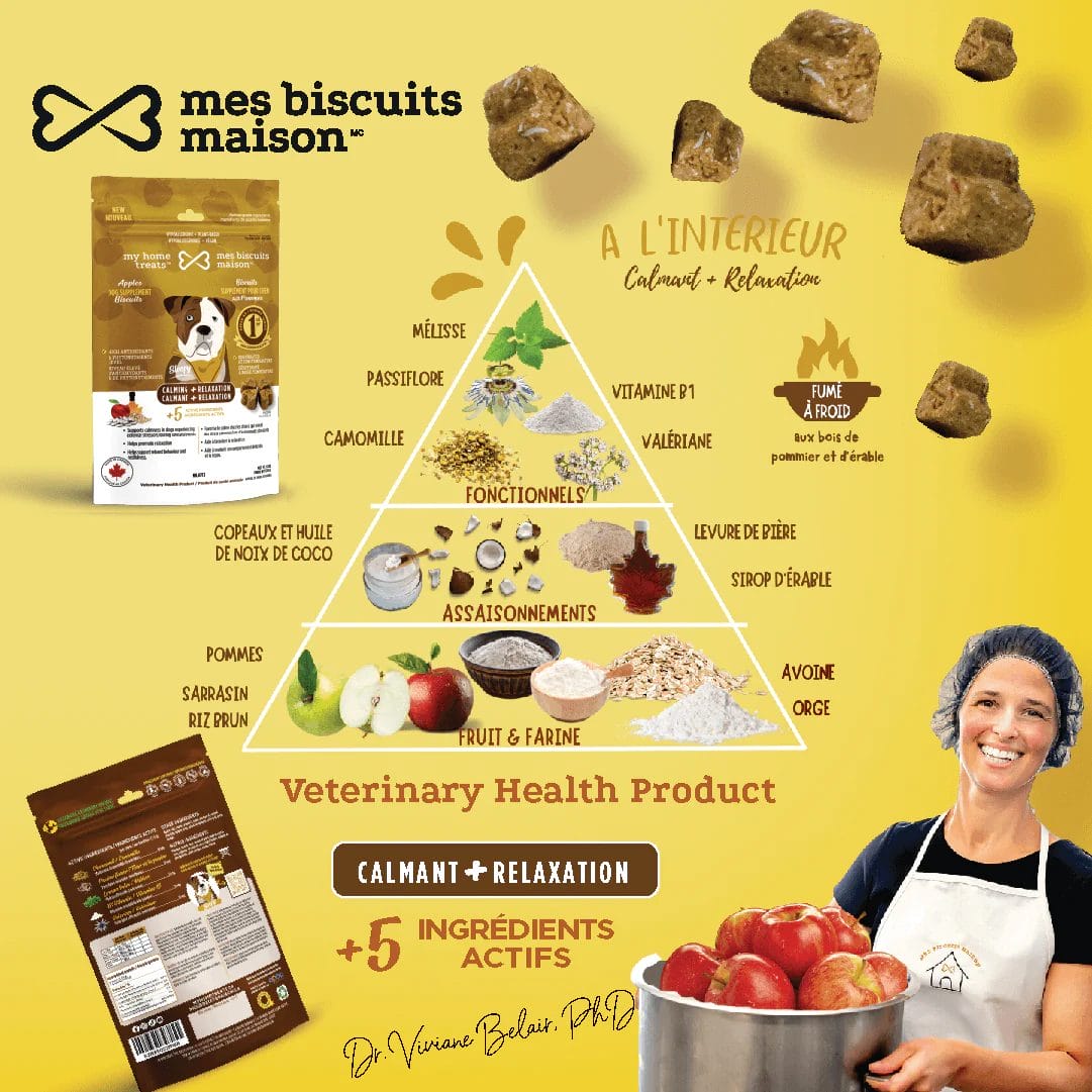 Mes biscuits maison – Supplément hypoallergénique pour chien aux pommes - Calmant + Relaxation 170g