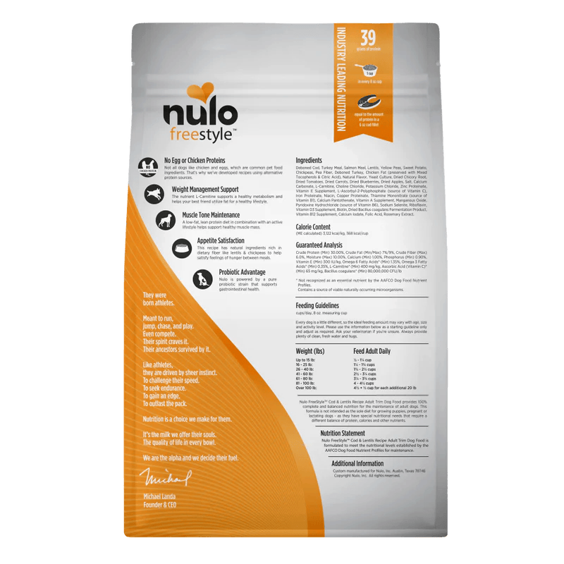 Nulo – Freestyle - Adulte santé sans grains - Morue et lentilles