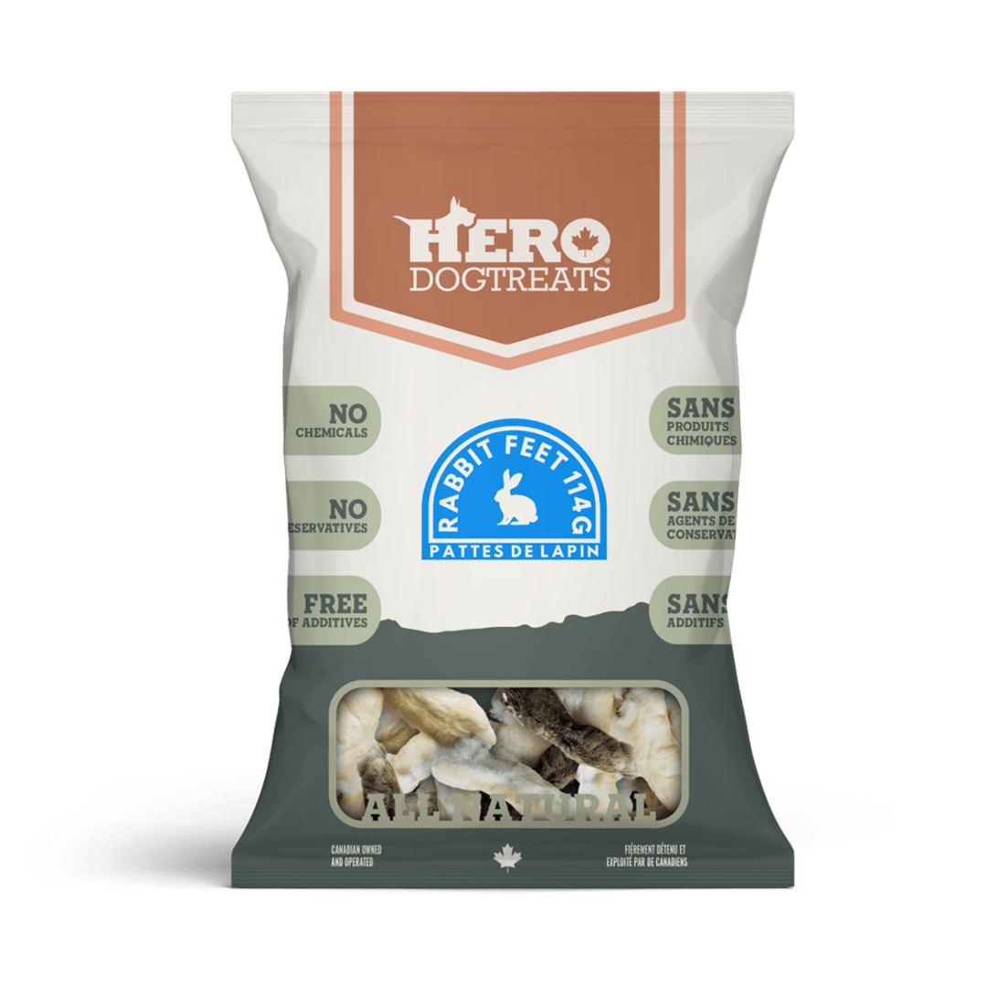 Hero Dog Treats – Pattes de lapin déshydratées- 114g