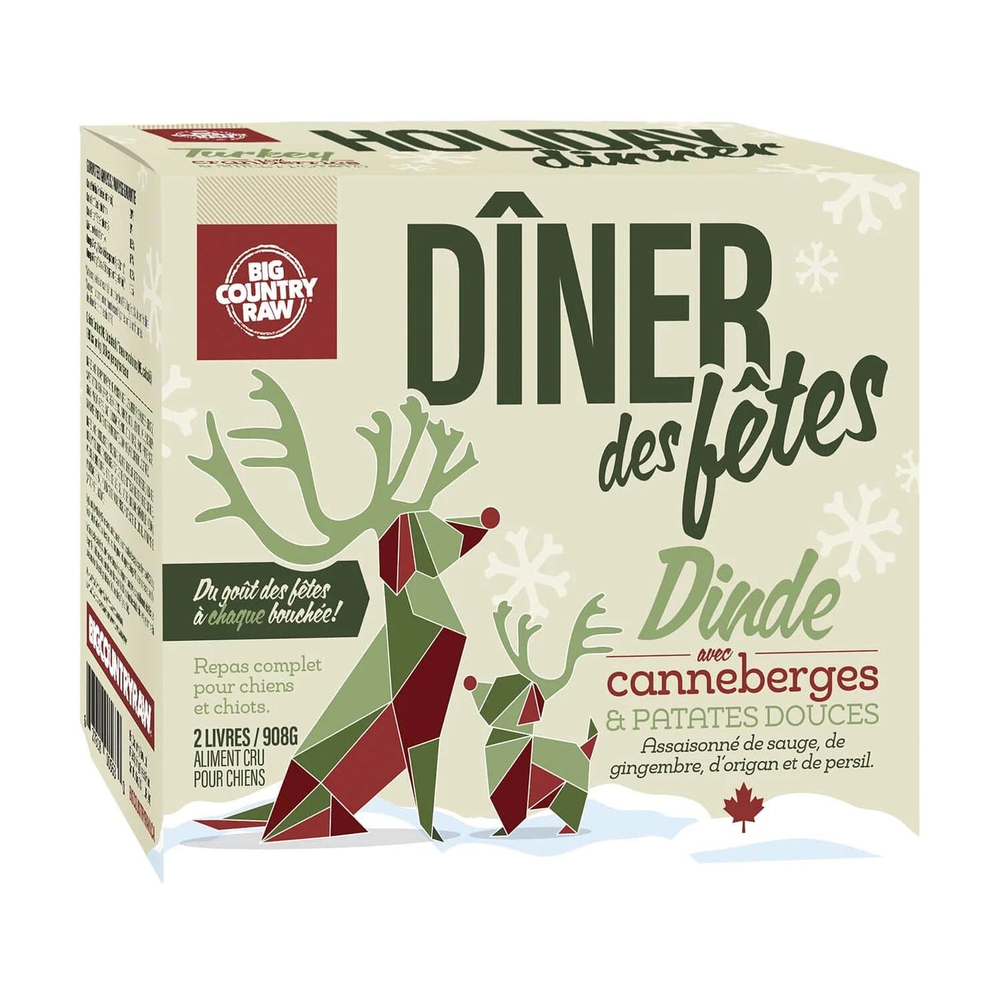 Big Country Raw – Dîner des fêtes dinde avec poulet  - 2lbs