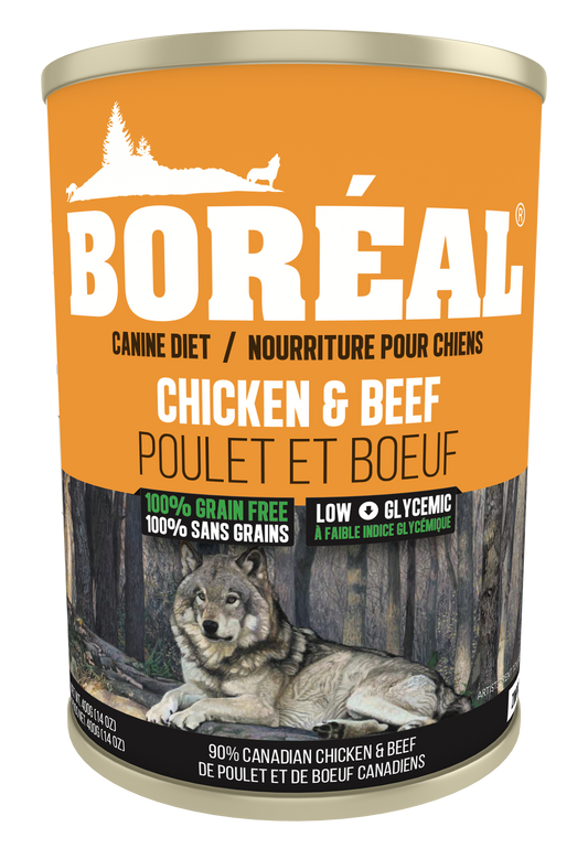 Boréal – Conserve chien sans grains - Poulet et boeuf - 690g