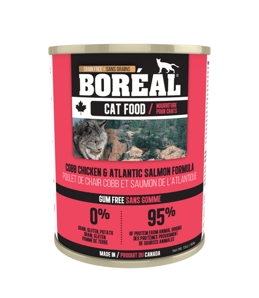 Boréal – Conserve chat sans grains - Poulet cobb et saumon de l'Atlantique - 369g