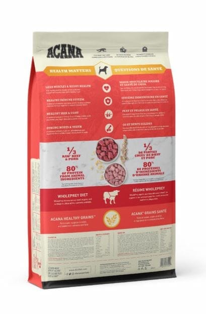 Acana – Grains santé formule chiens adultes – Viande Rouge