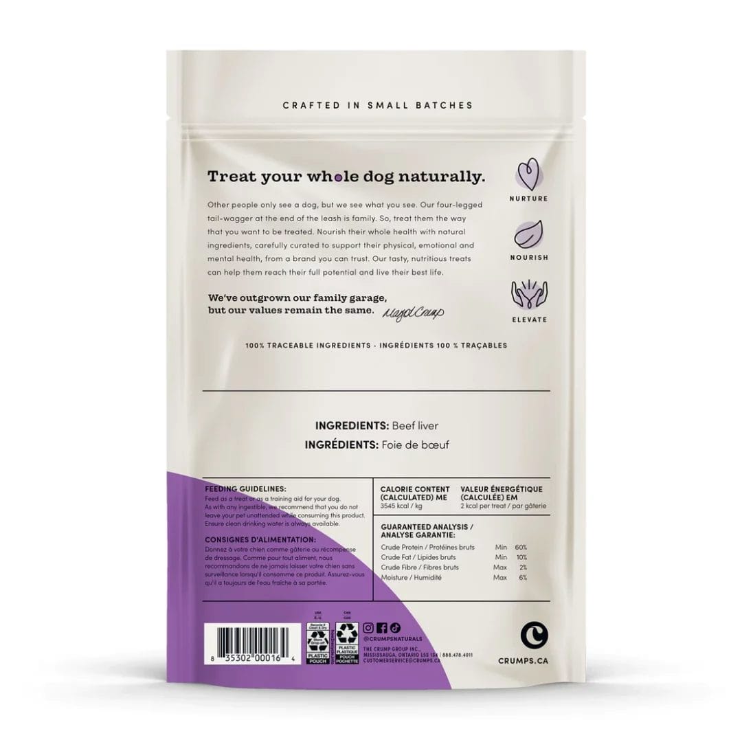 Crump's Naturals – Bouchées de foie de bœuf lyophilisés