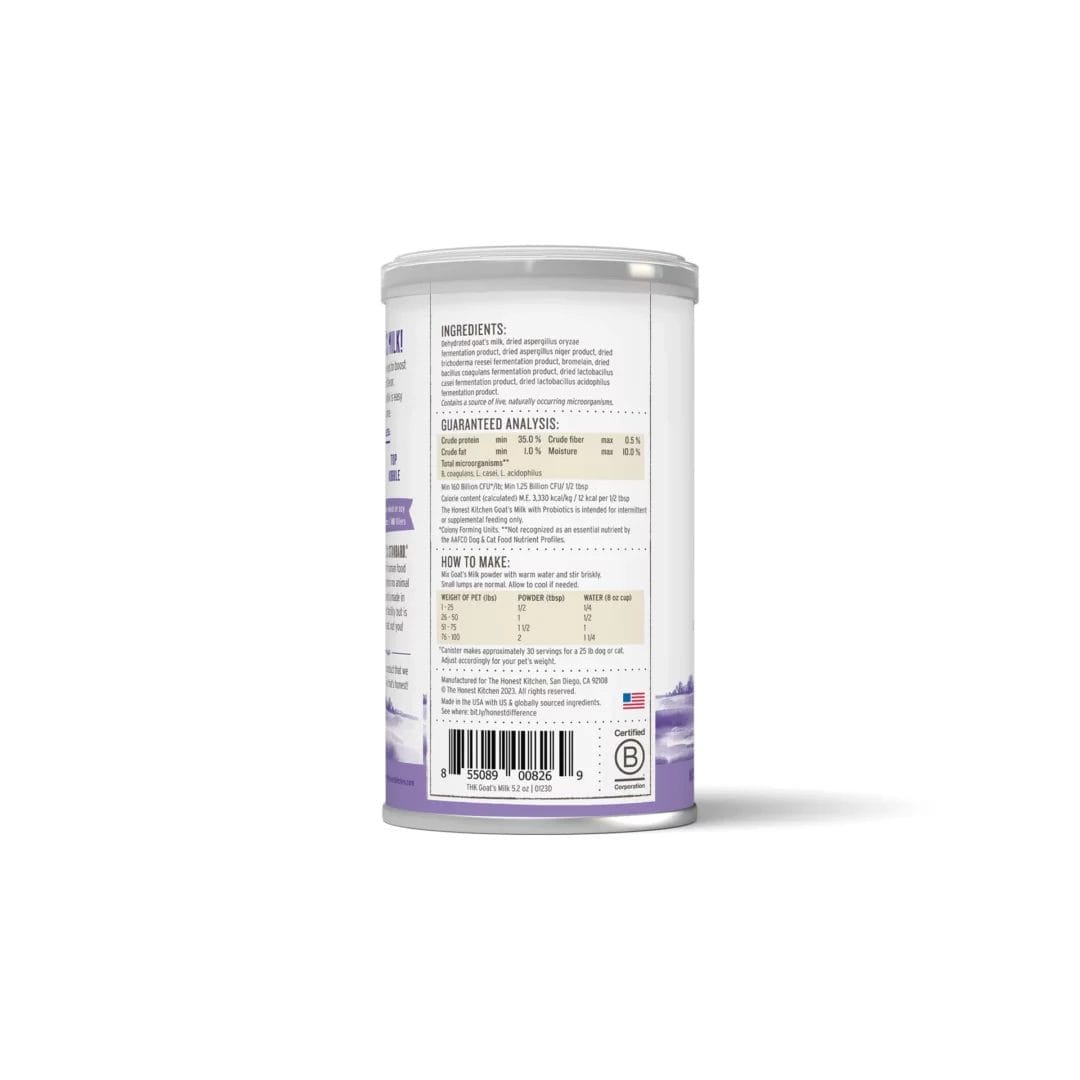 The Honest Kitchen – Lait de chèvre instantané et probiotiques