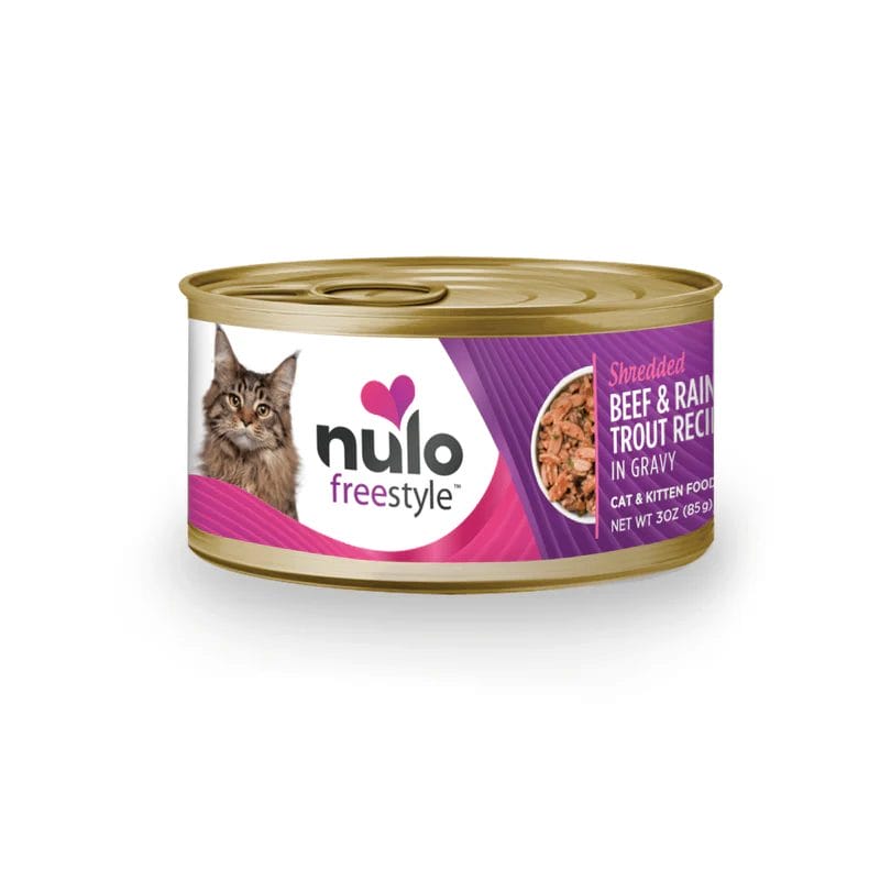 Nulo – Conserve chat freestyle - Boeuf et truite arc-en-ciel effilochés en sauce
