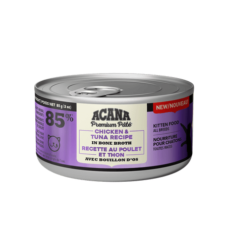 Acana – Pâté premium poulet et thon avec bouillon d'os pour chaton - 155g