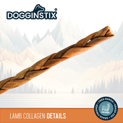 Dogginstix – Collagène d'agneau tressé 6'' - Paquet de 5