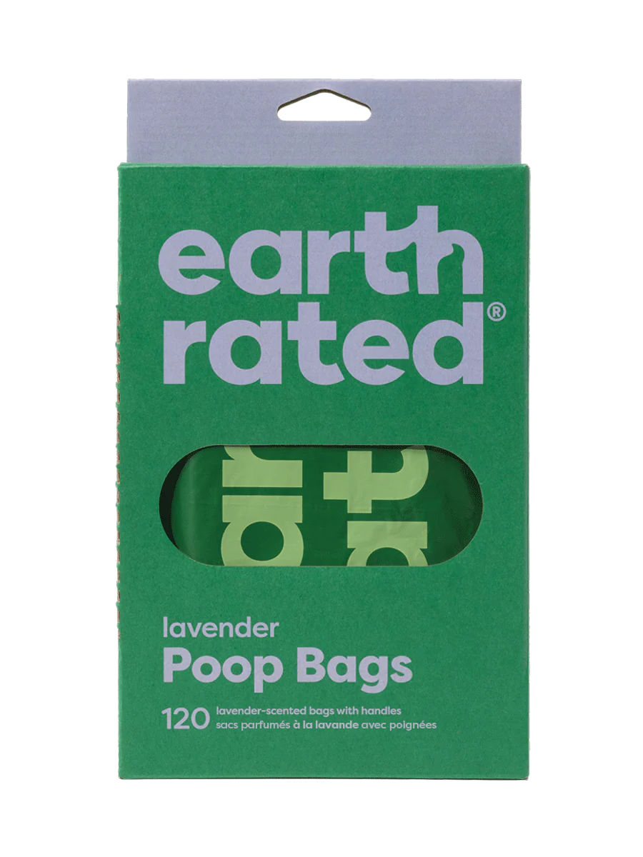 Earth Rated – Sacs de ramassage parfumés à la lavande avec poignées  – 120 sacs