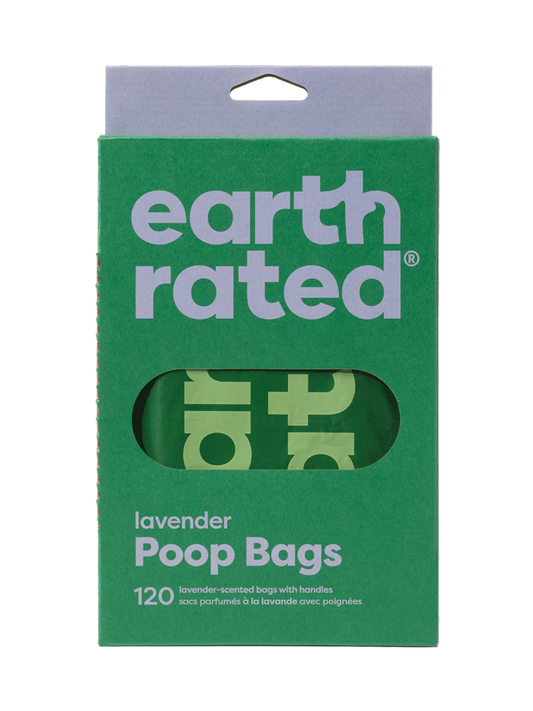 Earth Rated – Sacs de ramassage parfumés à la lavande avec poignées  – 120 sacs