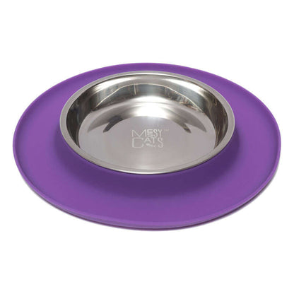 Messy Cats – Mangeoire simple en silicone avec bol en acier inoxydable