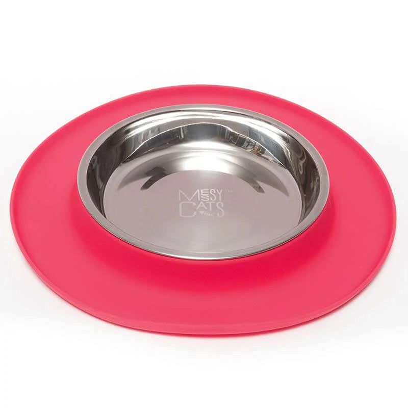 Messy Cats – Mangeoire simple en silicone avec bol en acier inoxydable