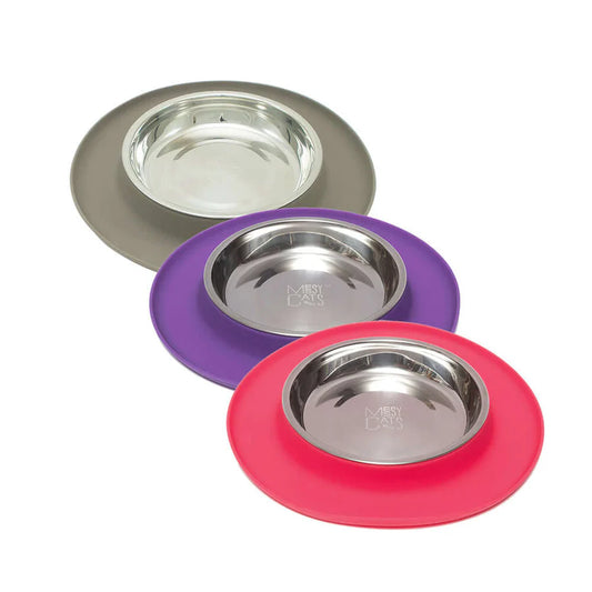 Messy Cats – Mangeoire simple en silicone avec bol en acier inoxydable