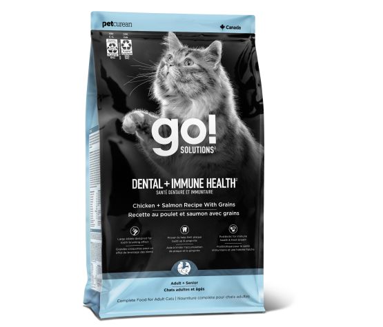 Petcurean – Go! Solutions - Chat - Santé dentaire et immunitaire - Poulet et saumon avec grains
