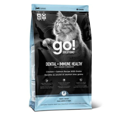 Petcurean – Go! Solutions - Chat - Santé dentaire et immunitaire - Poulet et saumon avec grains