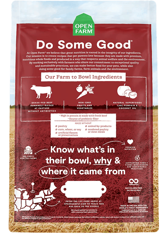 Open Farm – Recette au boeuf – Sans grains