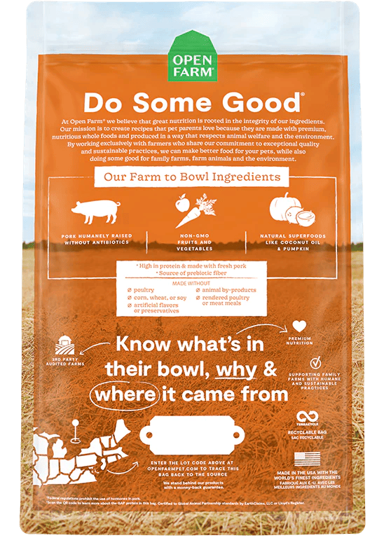 Open Farm – Recette au porc – Sans grains