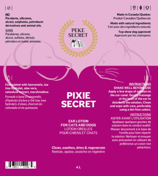 Peke Secret – PIXIE Secret Lotion pour oreilles – nettoie, apaise, assèche et régénère