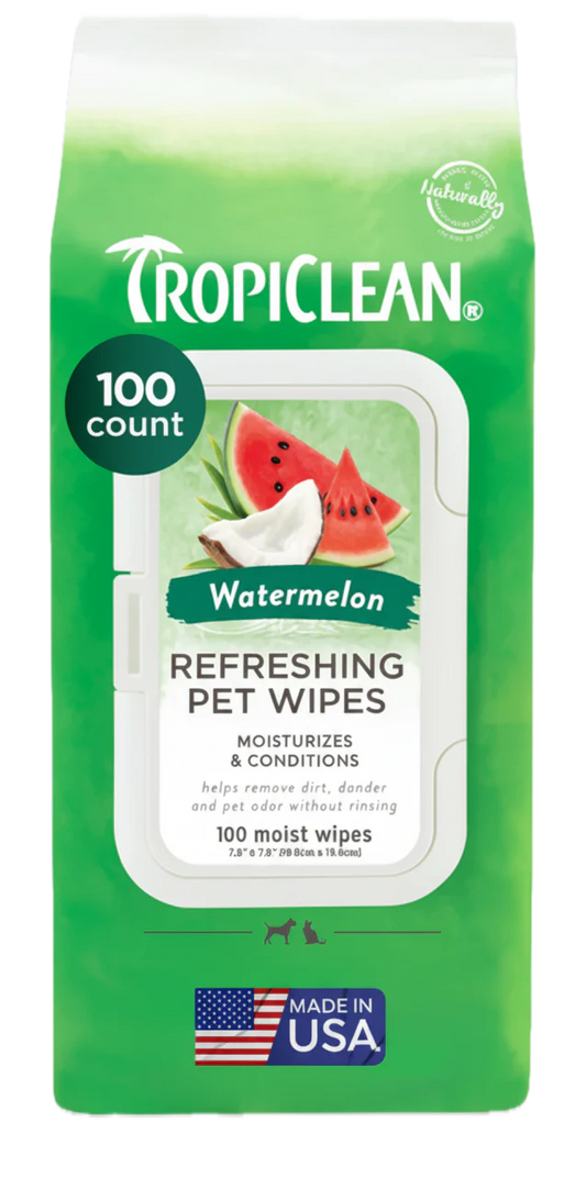 Tropiclean – Lingettes rafraîchissantes 2 en 1 à la pastèque