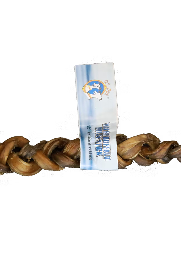 QT Dog – Bully stick de buffle d'eau tressé - 12''