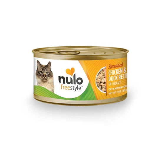 Nulo – Conserve chat freestyle - Poulet et canard effilochés en sauce