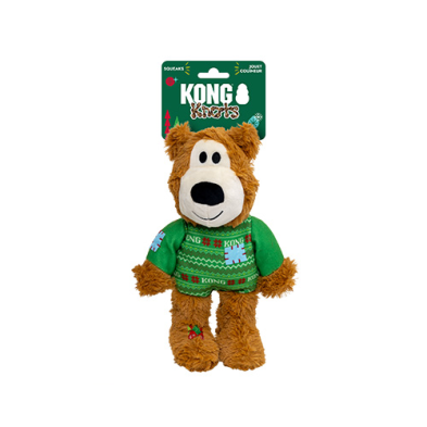 Kong – Knots - Ours avec gilet vert de Noël - Moyen/grand