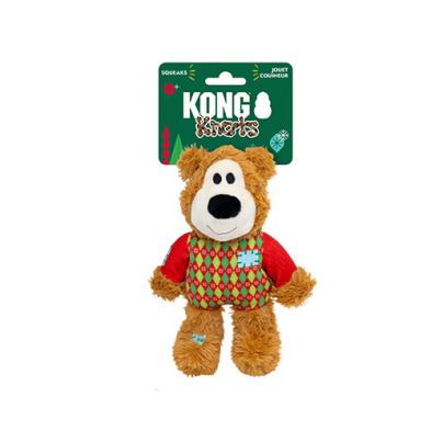 Kong – Knots - Ours avec gilet rouge de Noël - Petit/moyen