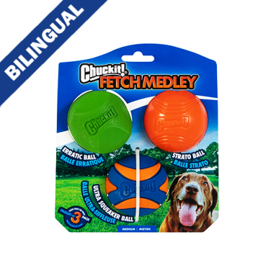 Chuckit! – Balle fetch medley moyen – Paquet de 3