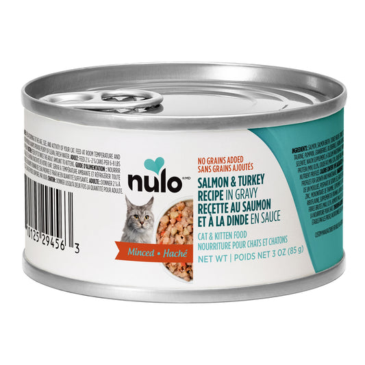 Nulo – Conserve chat - Dinde et saumon haché en sauce - 85g