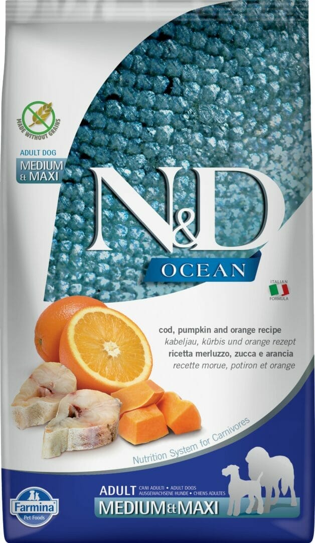 Farmina – N&D Citrouille - Adulte - Med/Maxi – Sans Grains - Morue et Orange