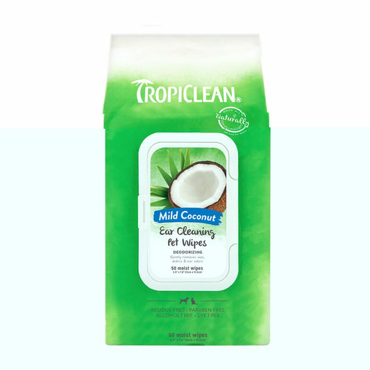 Tropiclean – Lingettes nettoyantes pour oreilles – Noix de coco