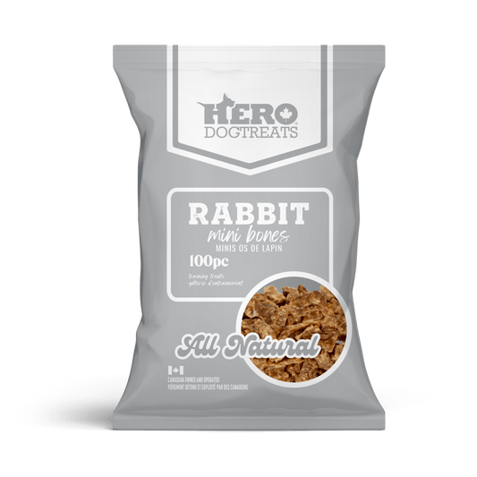 Hero Dog Treats – Mini os de lapin - 100 morceaux