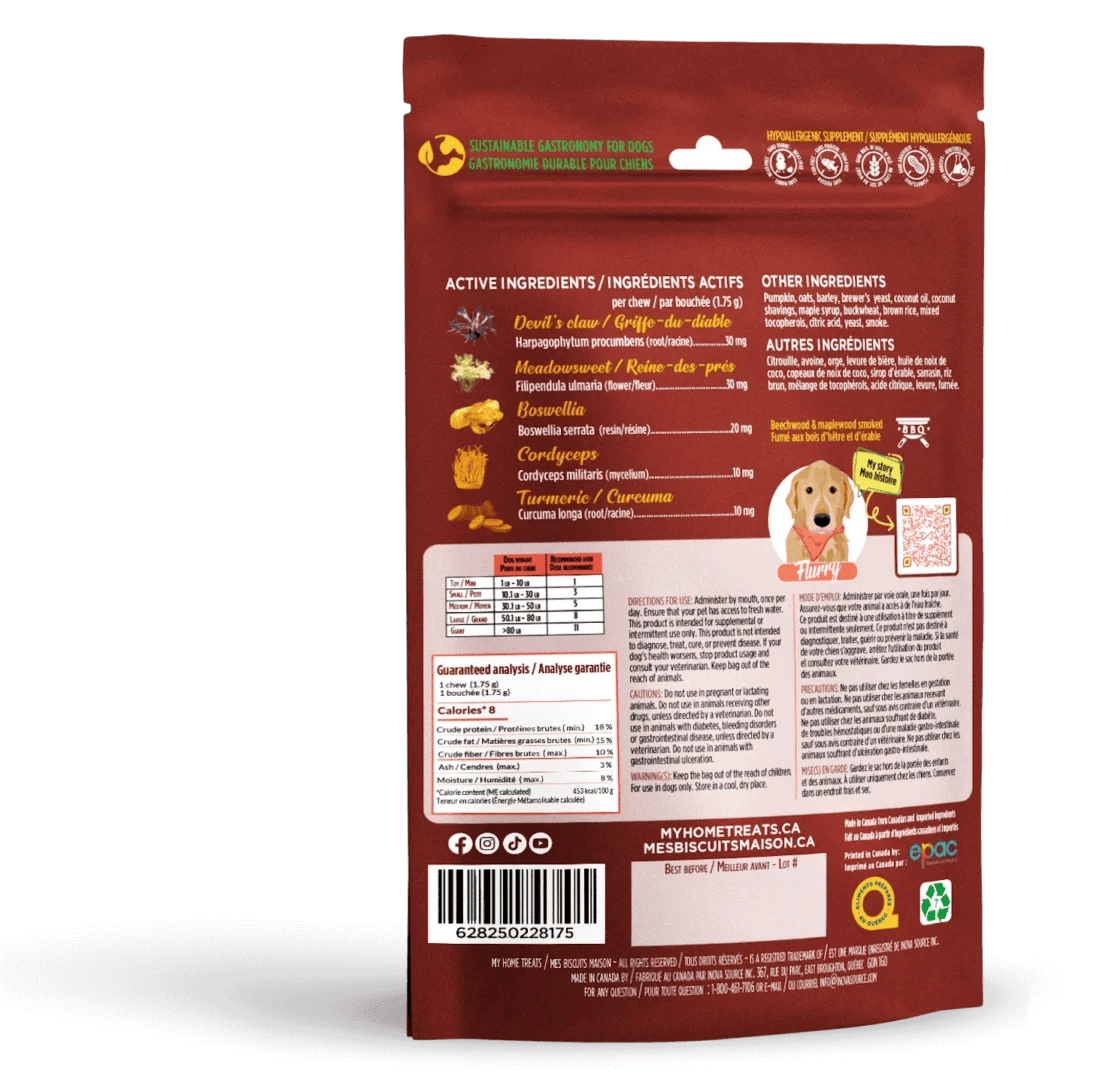 Mes biscuits maison –  Supplément hypoallergénique pour chien à la citrouille - Soin des articulations 170g