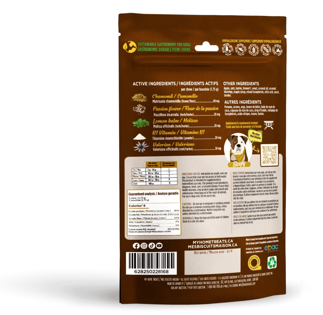 Mes biscuits maison –  Supplément hypoallergénique pour chien aux pommes - Calmant + Relaxation 170g