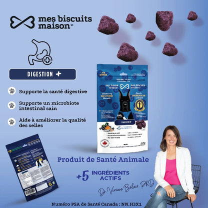 Mes biscuits maison –  Supplément hypoallergénique pour chien aux bleuets - Digestion+ 170g