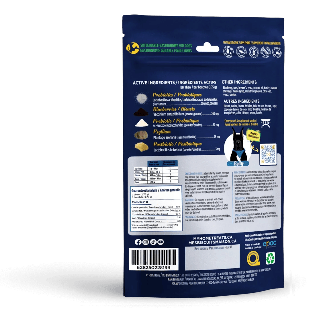 Mes biscuits maison –  Supplément hypoallergénique pour chien aux bleuets - Digestion+ 170g