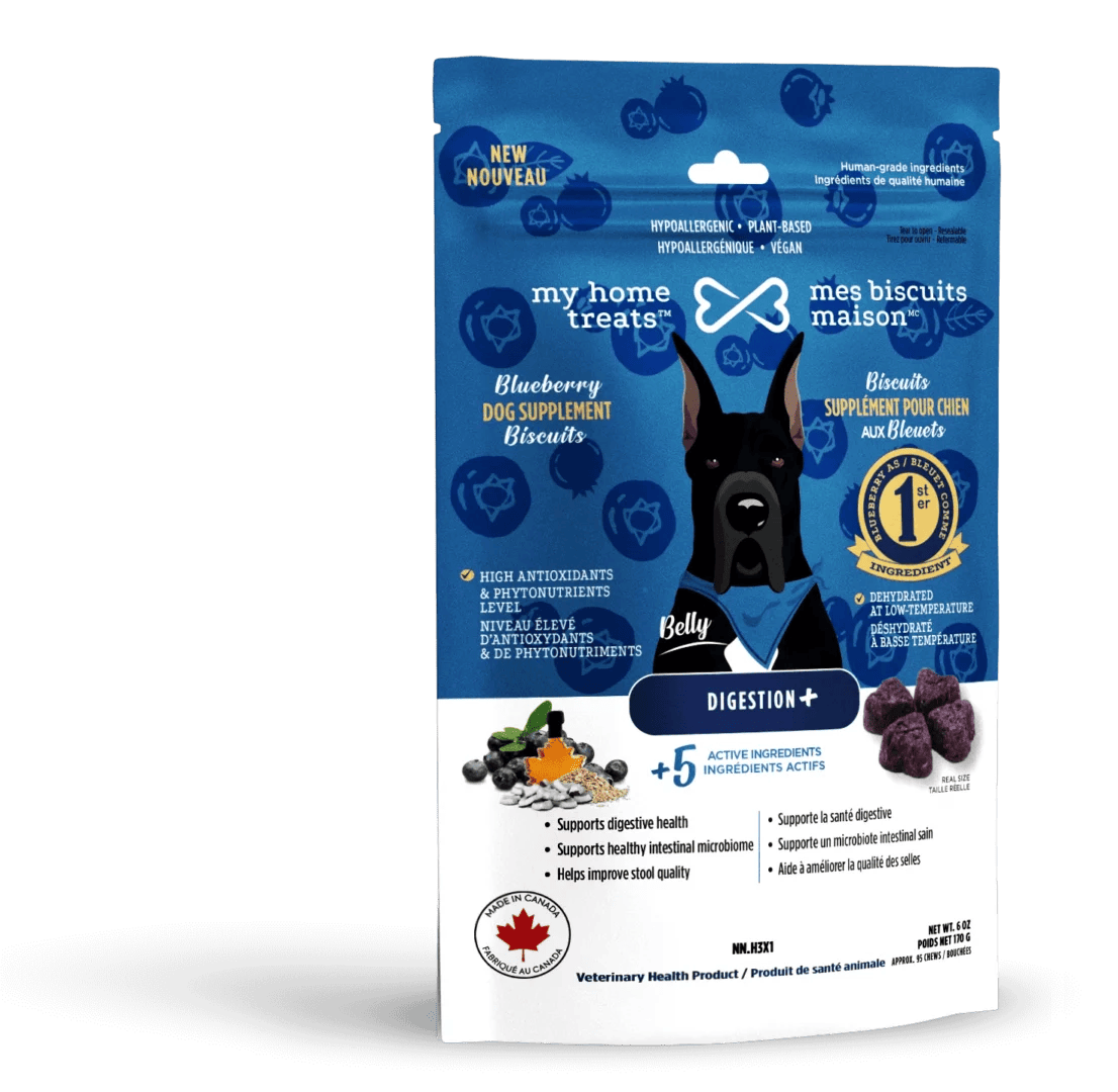 Mes biscuits maison –  Supplément hypoallergénique pour chien aux bleuets - Digestion+ 170g