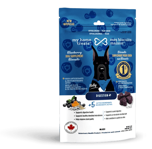 Mes biscuits maison –  Supplément hypoallergénique pour chien aux bleuets - Digestion+ 170g